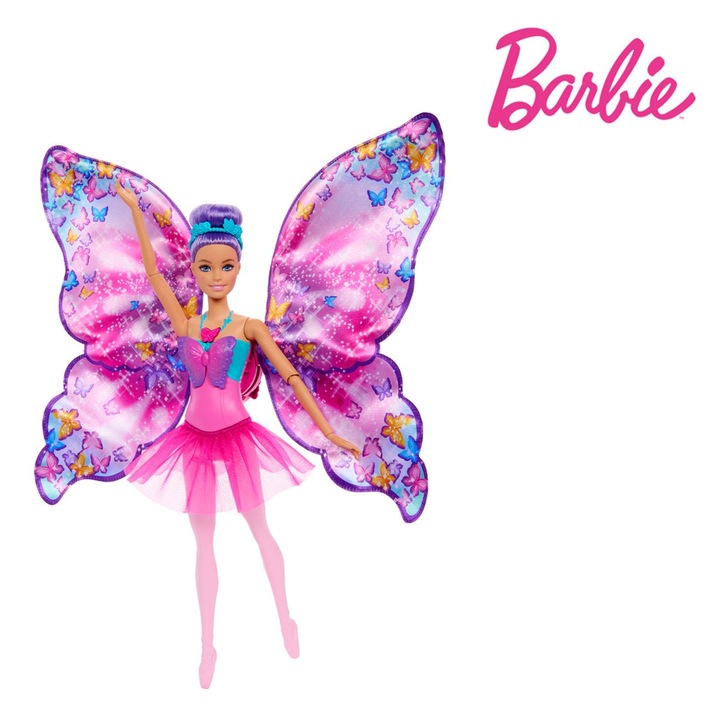 Кукла балерина, Mattel, Barbie, Трансформация на пеперуда, многоцветна, 3+ години