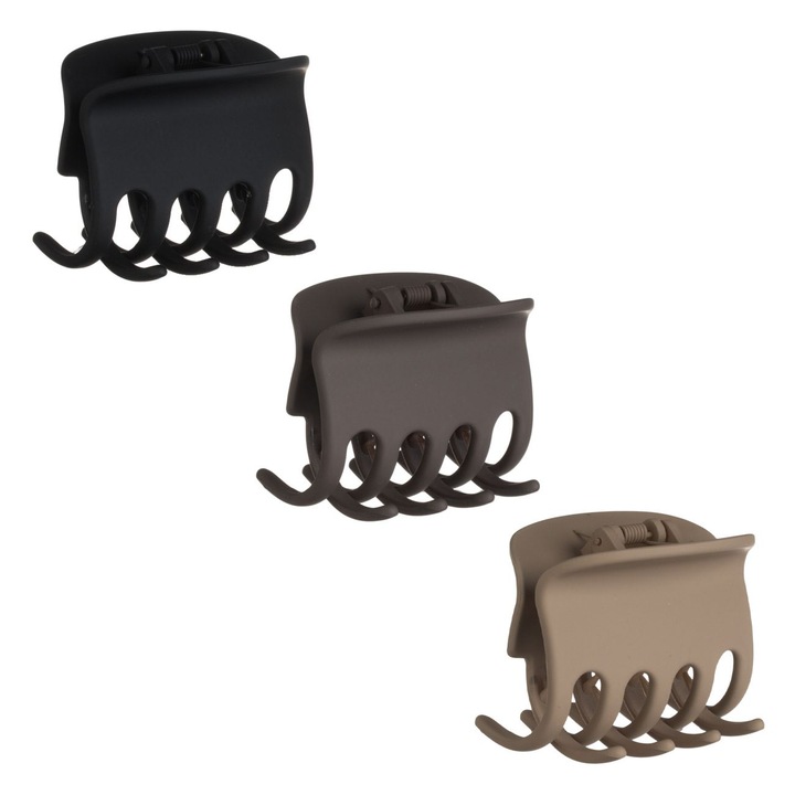 Hajcsat készlet, téglalap alakú, 6,5 cm, 3 részes, többszínű