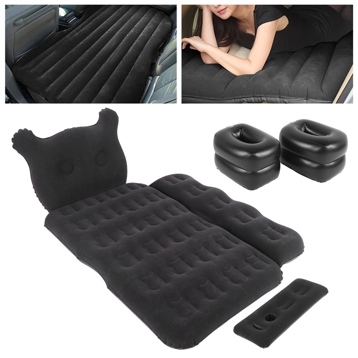 Надуваем дюшек за кола Jormftte, черен, 200кг, с въздушна помпа 12V