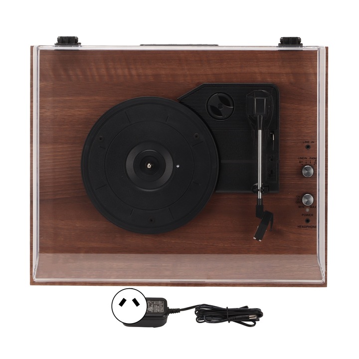 Ретро пикап Mmgoqqt, MDF, Bluetooth 5.0, 3 скорости, кафяв, 100-240V