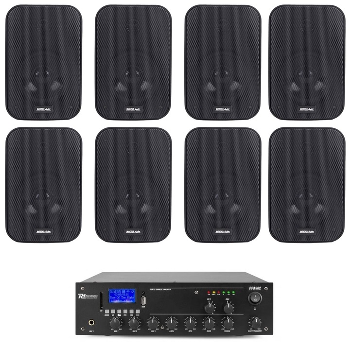 Комплект за околно озвучаване Bluetooth, USB, 8 високоговорителя Master Audio + усилвател