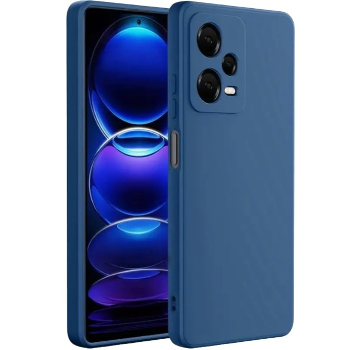 Husa de Protectie, Flippy, pentru Xiaomi Redmi Note 12 Pro 5G, Liquid Silicone, cu Microfibra pe Interior, Protectie Antisoc, Compatibil Incarcare Wireless, Albastru