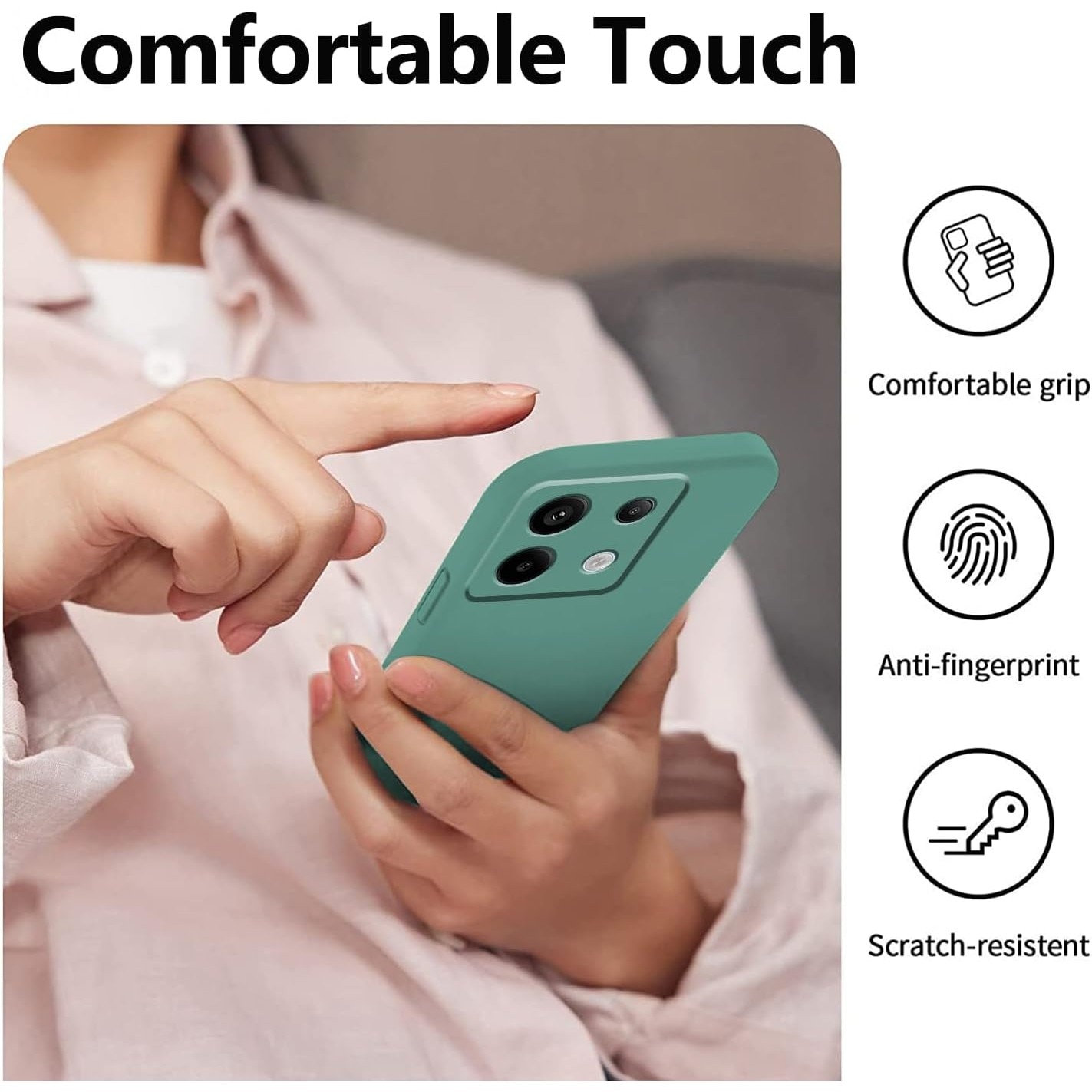 Husa de Protectie, Flippy, pentru Xiaomi Redmi Note 13 5G, Liquid Silicone, cu Microfibra pe Interior, Protectie Antisoc, Compatibil Incarcare Wireless, Verde