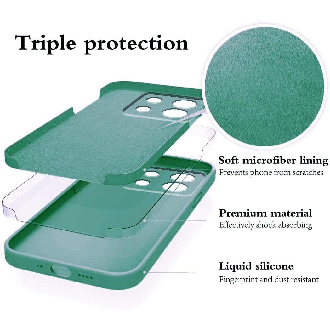 Husa de Protectie, Flippy, pentru Xiaomi Redmi Note 13 5G, Liquid Silicone, cu Microfibra pe Interior, Protectie Antisoc, Compatibil Incarcare Wireless, Verde