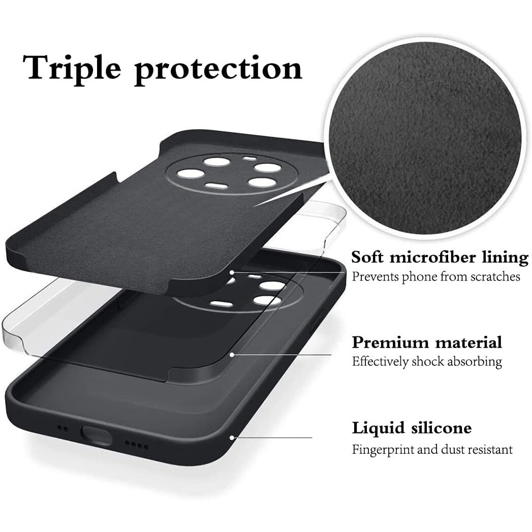 Husa de Protectie, Flippy, pentru Xiaomi 14 Ultra, Liquid Silicone, cu Microfibra pe Interior, Protectie Antisoc, Compatibil Incarcare Wireless, Negru