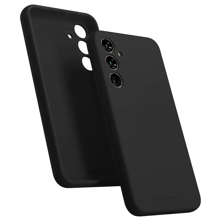 Защитен калъф, Flippy, за Samsung Galaxy A15, течен силикон, с микрофибър от вътрешната страна, защита от удар, съвместим с безжично зареждане, черен