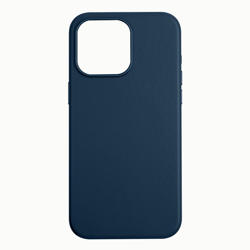 Husa piele pentru iphone 16 PRO, RiKbo® Leather Case compatibil magsafe, interior microfibra, Albastra