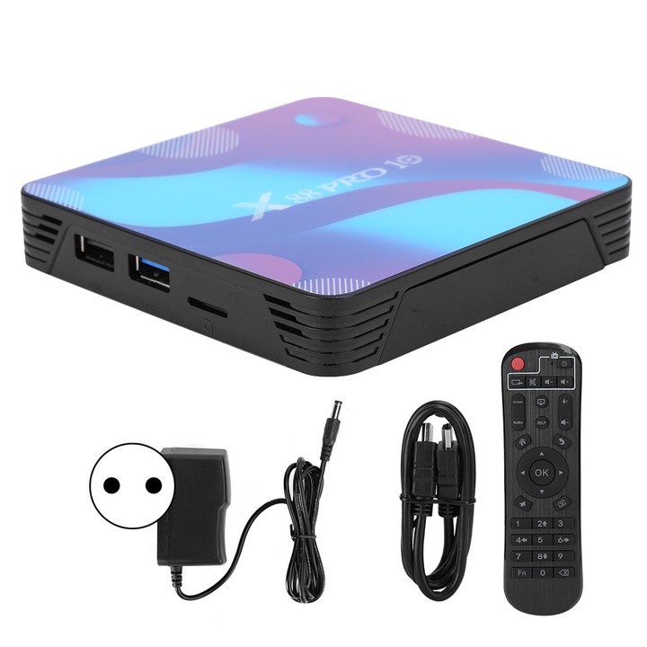 Медиа плейър X88 PRO10, Mmgoqqt, 4GB RAM, 128GB, 4K, Android 10.0, WiFi, Bluetooth 4.0, EU Plug