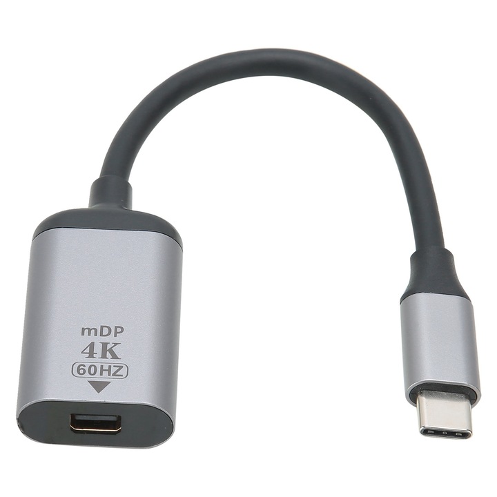 Adaptor Type-C masculin la Mini DP, Enforose, suport 4K@60HZ, aluminiu, PVC