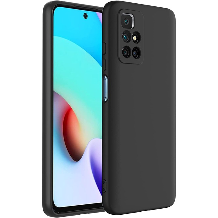 Tok kompatibilis a Xiaomi Redmi 10 / Redmi 10 (2022), szilikon burkolat, mikroszálas belső, kameravédelem, fekete, atlasz