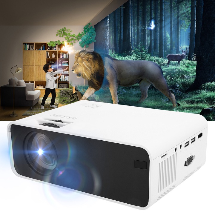 WiFi Otthoni Projektor, Hordozható, Nagy Felbontású, LED Folyadékkristályos, Kijelző 1080p, 110-240V Android WiFi / Fehér EU Dugó