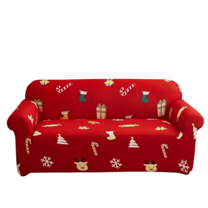 Еластичен калъф за диван, Jojo Home, празничен коледен принт, Елен, L-180X230см