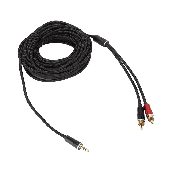 Audio-video kábel 3.5mm-ről 2RCA-ra, Jormftte, 10m, fonott nylon, kopásálló