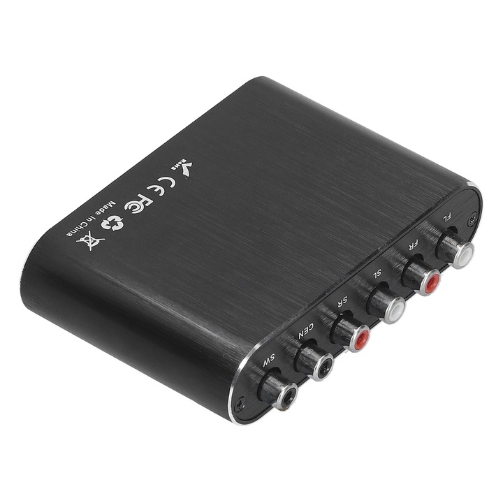 Jormftte digitális audio dekóder, 5.1, MP3/AC3/DTS/WAV/WMA/AAC/FLAC támogatás, fém, 301g