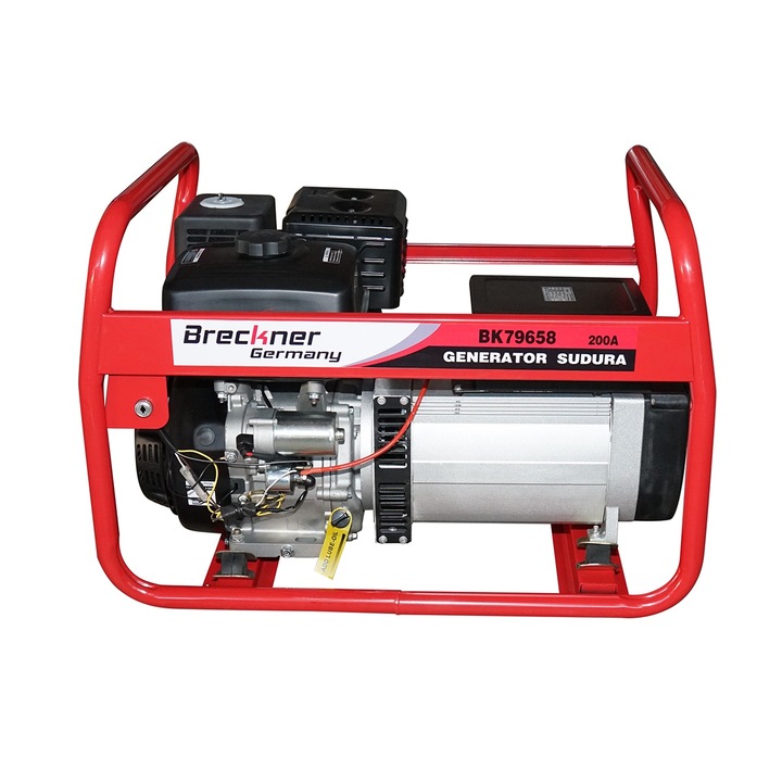 Generator curent si sudura 200A, 5KW/220V cu motor pe benzina 15 CP, pornire cheie Breckner Germany