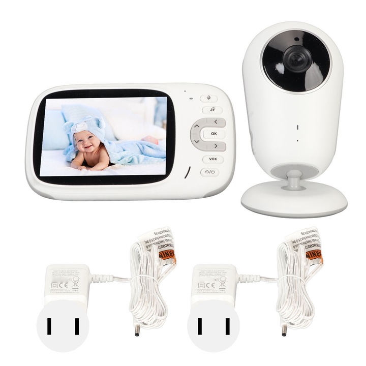 Jormftte bébiőr videó monitor, 3.2 inch, kétirányú kaputelefon, éjjellátó, hőmérséklet-érzékelő, 50m beltér, 260m kültér