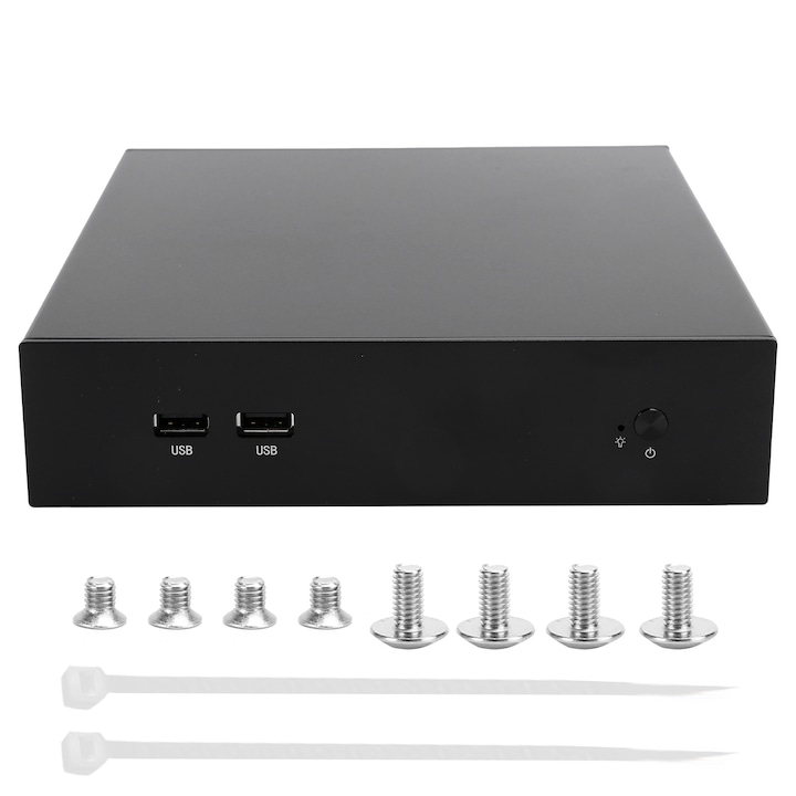 Carcasa Mini HTPC Jormftte G60S, aluminiu, suport 2x2.5 inch HDD, 170x190mm, negru