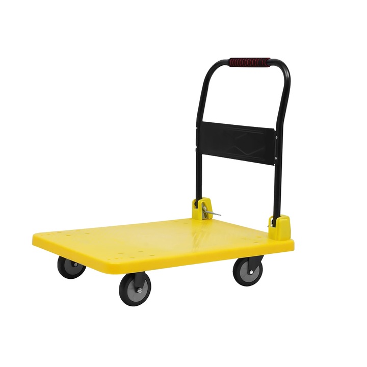 Carucior pliabil pentru transport, 400kg capacitate, roti silentioase, galben, 87x58x19cm