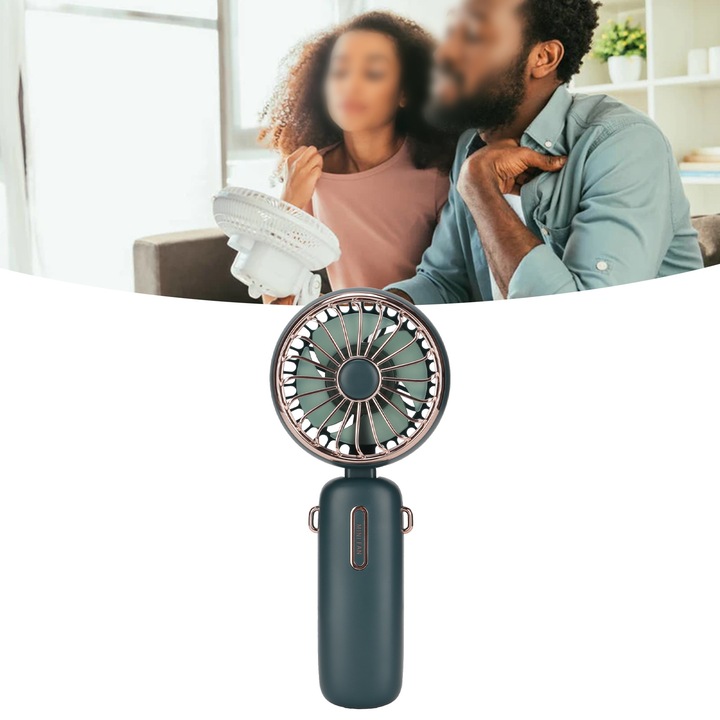 Hordozható ventilátor, 4800 mAh, hordozható, kicsi, összecsukható, állítható, asztali ventilátor levehető kábellel kültéri utazáshoz, belső használatra, Verde