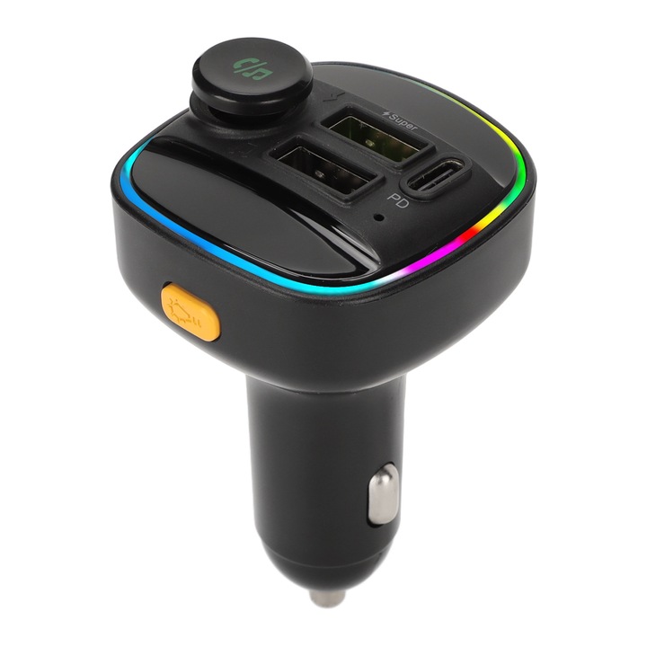 Jormftte autós zenei adapter, töltő, BT 5.0, színes fények, 12-24V