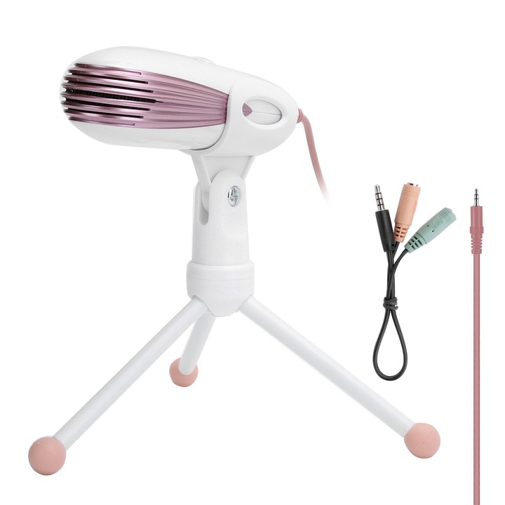 Jormftte állványos mikrofon, rózsaszín, nagy érzékenységű, körirányú