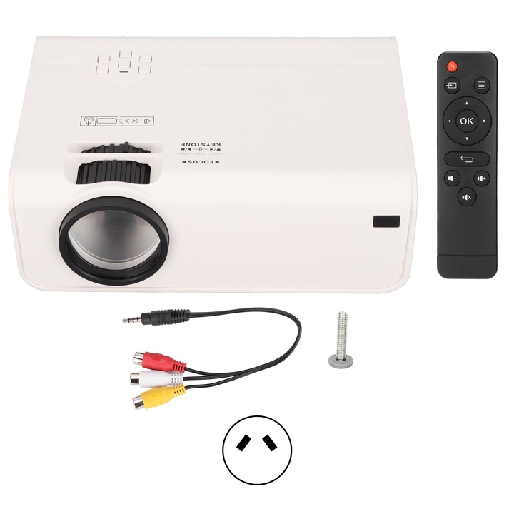 Jormftte videoprojektor, 1080P, 1500lm, 3D támogatás, fehér, 0,8x3,8m