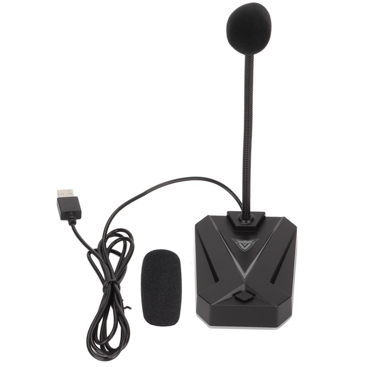 Jormftte USB PC mikrofon, RGB világítással, rugalmas karral, zajcsökkentéssel, 360 fokos hangfelvétellel
