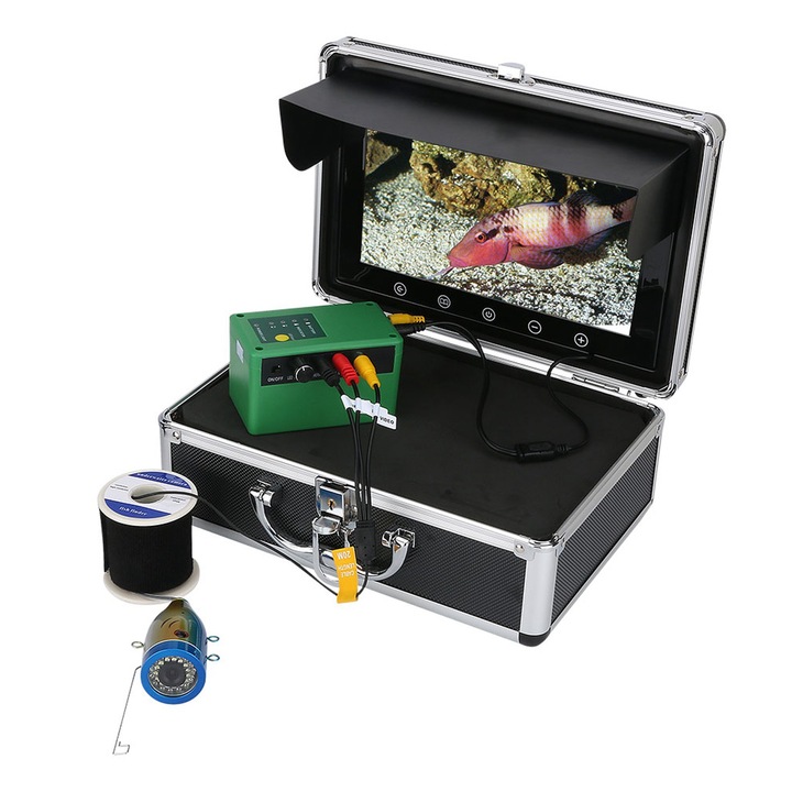 Camera de pescuit subacvatic Jormftte 1000TVL, 30m, display TFT 10.1in, 15 LED-uri infrarosu, rezistenta la apa