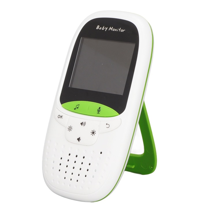 Jormftte bébi videó monitor, 2 hüvelykes, fehér, 2.4 GHz vezeték nélküli átvitel, kétirányú kaputelefon, éjjellátó funkcióval