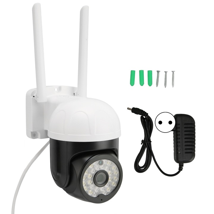 Camera fara fir 1080P Senzor de miscare Viziune nocturna Audio in 2 cai WiFi pentru securitatea locuintei Priza UE 100‑240V