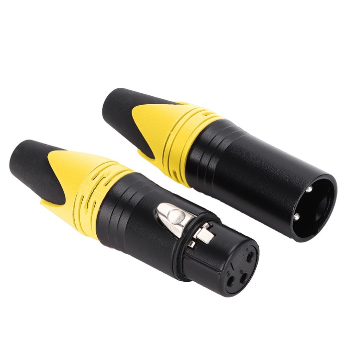 1 pár csúcskategóriás XLR audiokábel csatlakozó, ezüstözött dugó, apa-anya, DIY forrasztócsatlakozó (sárga)