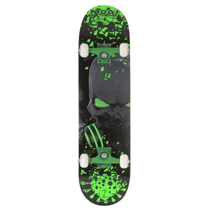 MODISKATE Скейтборд 31 инча, 7 слоя дърво, черна лента за захващане, 78.5x20x13cm, 80kg, черно/зелено