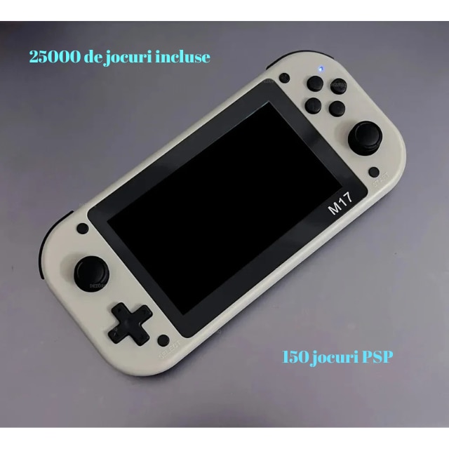 Consola de Jocuri Portabila LCX 4.3 Inch, card inclus de 64GB, Ecran LCD 480x272, Baterie 2000mAh, Procesor Quad core - Cortex-A7 1.2GHz, Sistem de operare Linux/Emelec 4.3, 25.000 Jocuri Clasice si 150 Jocuri PSP, Suport card TF, Port microfon