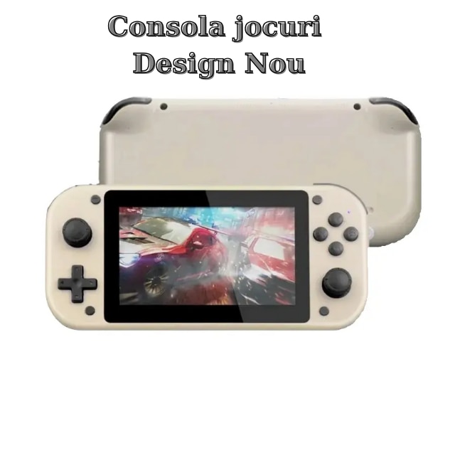 Consola de Jocuri Portabila LCX 4.3 Inch, card inclus de 64GB, Ecran LCD 480x272, Baterie 2000mAh, Procesor Quad core - Cortex-A7 1.2GHz, Sistem de operare Linux/Emelec 4.3, 25.000 Jocuri Clasice si 150 Jocuri PSP, Suport card TF, Port microfon