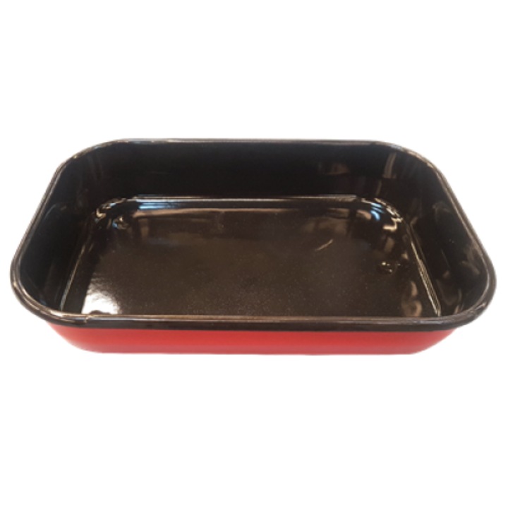 Червена тава за печено, 36 см х 25 см, емайл