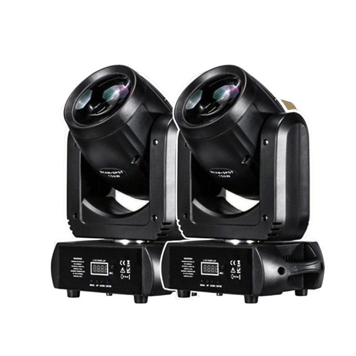 Мини LED движещ се без глава, 150 W мощност, 7 цвята плюс бяло, кутия от 2 бр., EU щепсел