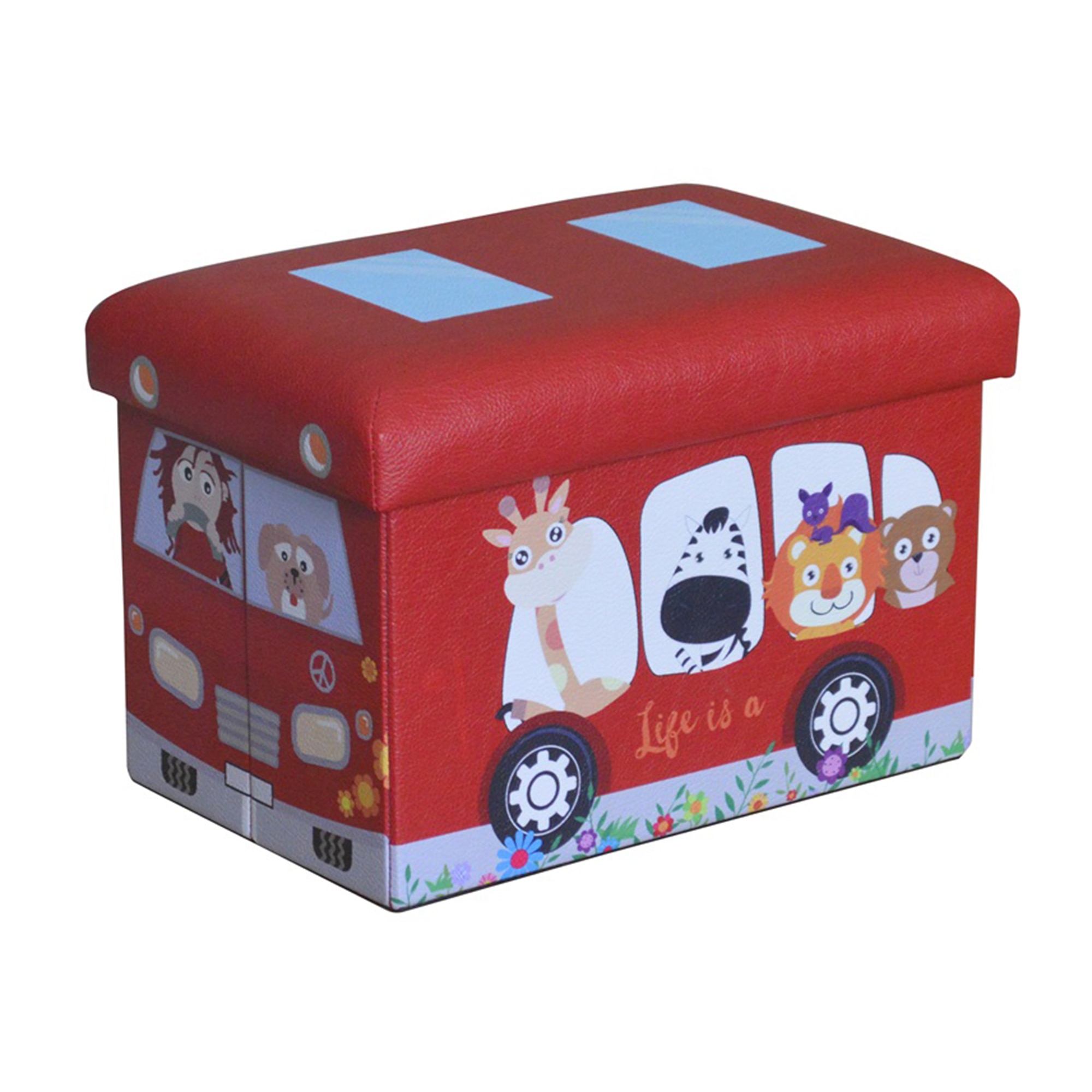 Taburet pliabil cu spatiu de depozitare Heinner Home, 38x25x24.5 cm, rosu