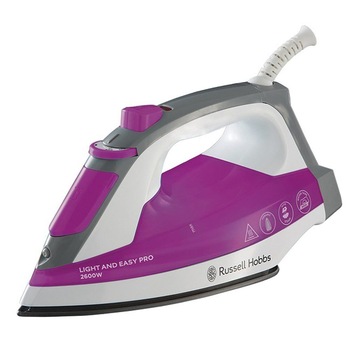 Fier de calcat Russell Hobbs Light & Easy Pro 23591-56, 2600W, Talpa ceramica, 0.24 l, 95 g/min, 30 g/min, Alb/Roz Fier de calcat Russell Hobbs Light & Easy Pro 23591-56, 2600W, Talpa ceramica, 0.24 l, 95 g/min, 30 g/min, Alb/Roz