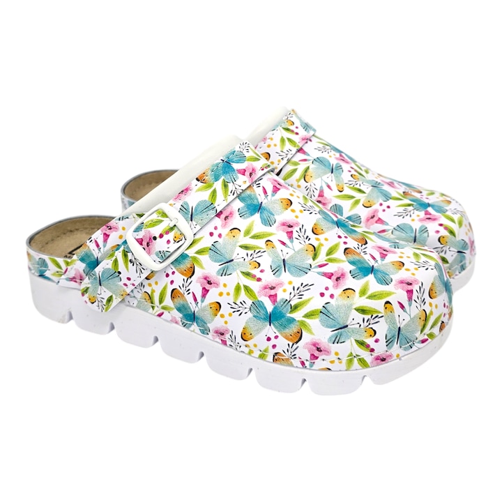 Saboti medicali Dr Feet 9010 fluturi - dama, Alb, 36