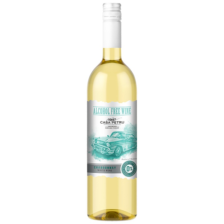 Vin alb demidulce fara alcool Chardonnay Casa Petru 0.75 l