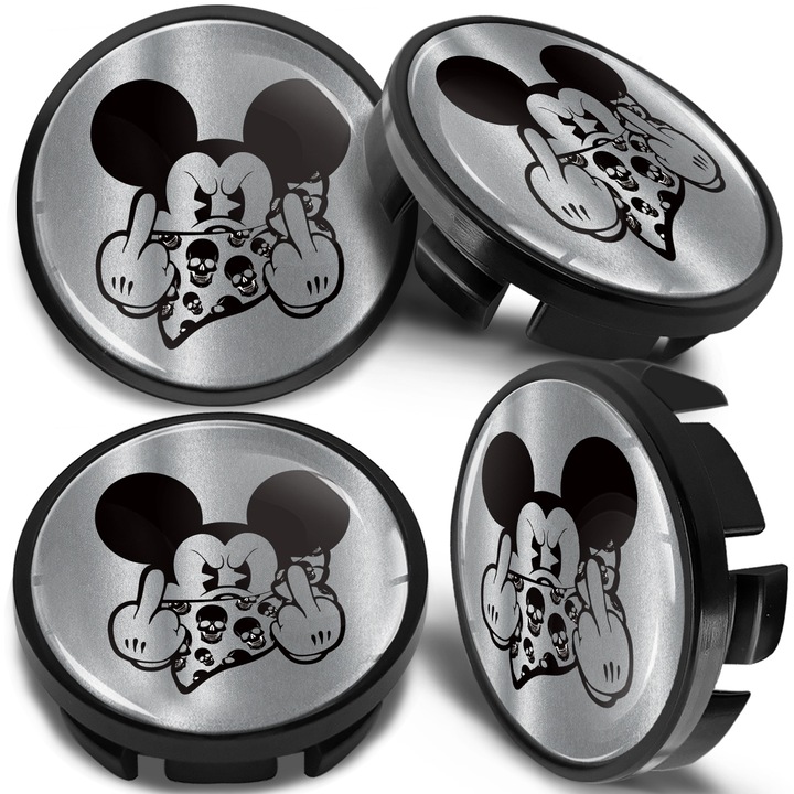 SkinoEu keréksapka készlet 65mm VW/Skoda könnyűfém keréktárcsával kompatibilis 3B7601171 / 6U7601171 Mickey Mouse CV 2X 4db