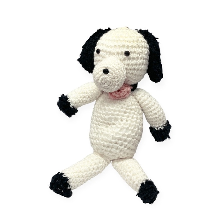 Плетена плюшена играчка Chippo 21-133-185 1-107, Куче, Блестящи частици, 45 см, Бял/Черен