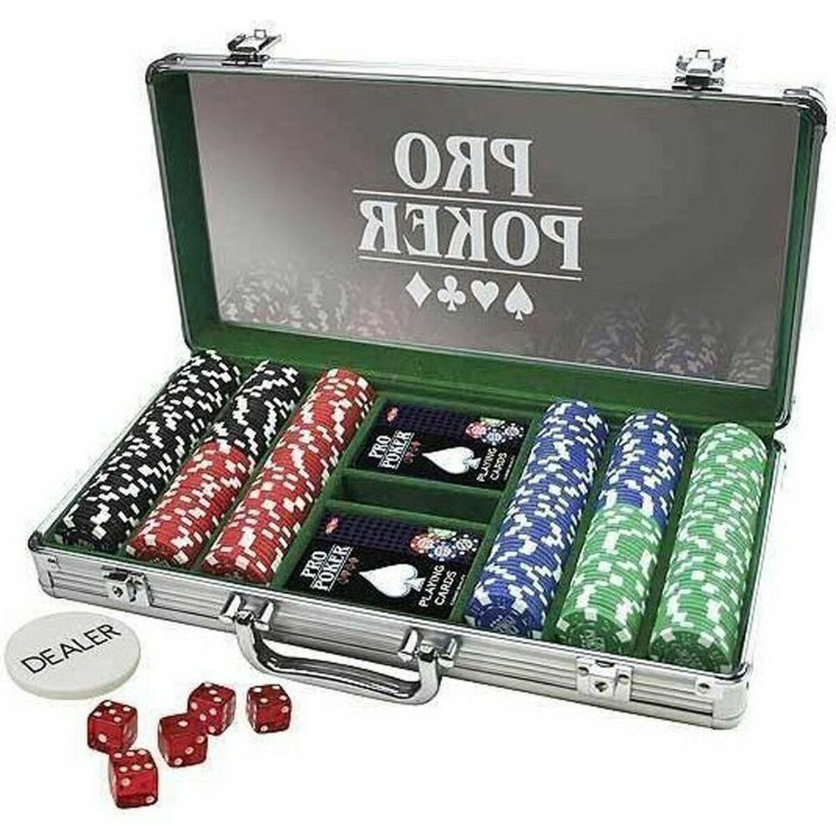 Set de poker Tactic, 2 pachete de carti, 300 fise, 5 zaruri