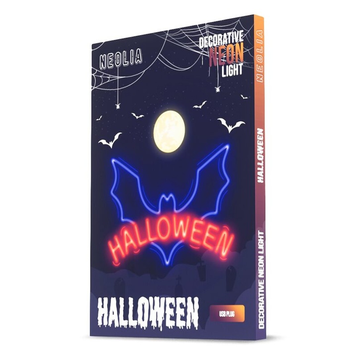 LED декорация за стена Прилеп Хелоуин, USB, размер 420 x 20 x 310 mm
