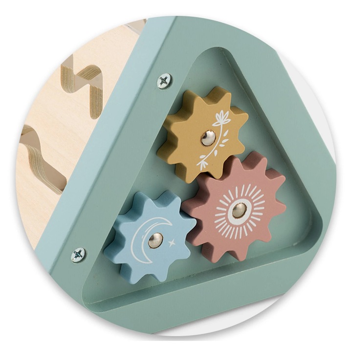 Интерактивен Бебешки Куб Dacenergy, Триъгълник, Помага За Учене, Броене, Форми И Цветове, Панели С Изображения На Животни, Винтове С Резба, 17 X 18, 5 См