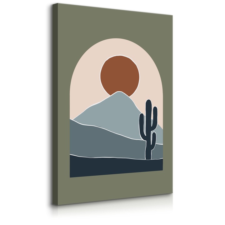 Tabloul Muralo Vedere cu fereastra acuarela a desertului Boho 40 cm x 50 cm 3D Decorare camera de zi