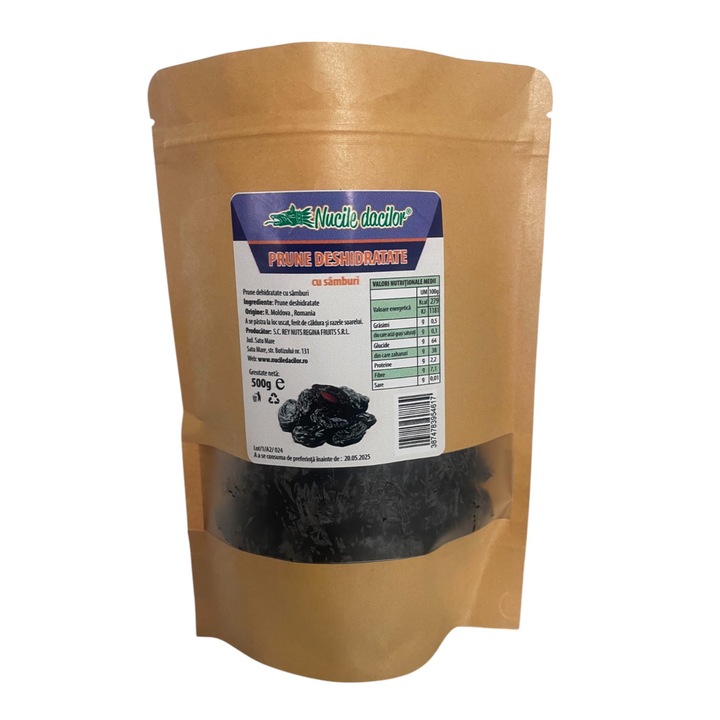 Prune uscate cu sambure 500 gr ambalaj SmartZip resigilabil