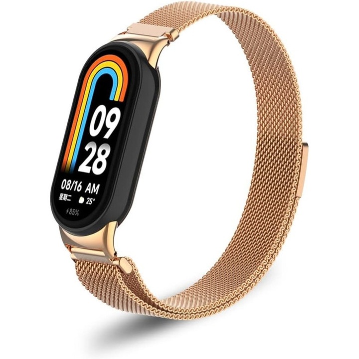 Csere karkötő Xiaomi Smart Band 8-hoz, Basesailor, fém, állítható, arany