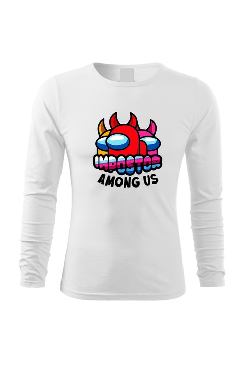 Bluza cu maneca lunga, Among Us Impostor, Alb
