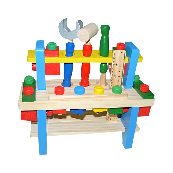 Joc educativ din lemn, banc de lucru, dimensiune 27 cm x 12 cm x 22 cm, REC2854